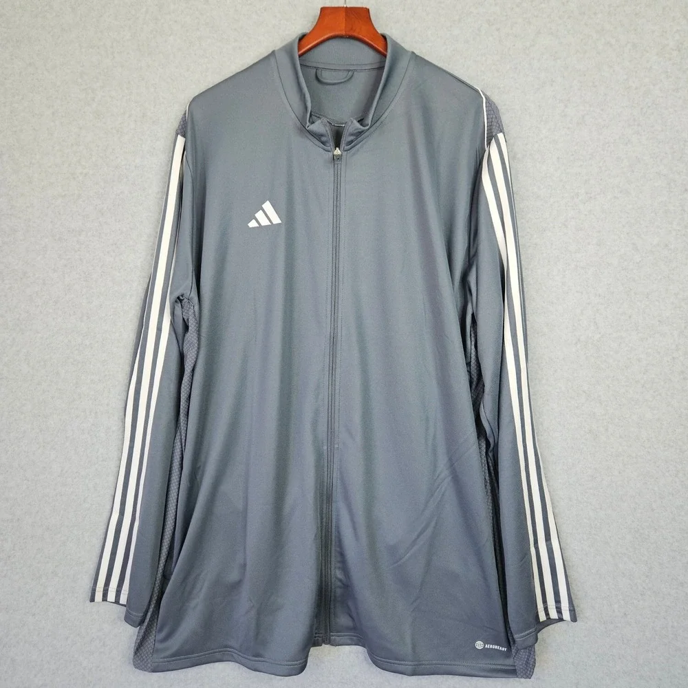 Adidas Tiro 23 League Training Jacket Mens 3XLT Grey White HS3504 Slim Fit New